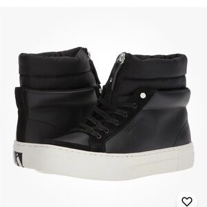 Skechers Black High-Top Sneakers with White Sole